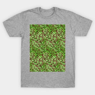 William Morris Willow Boughs Recolored Green on Red T-Shirt